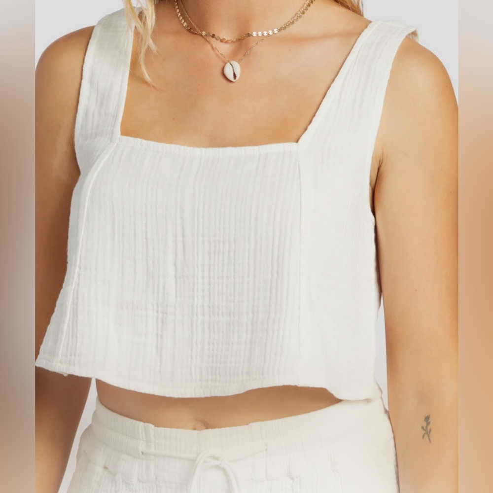 NWT Billabong Open Skies Salt Crystal White Textured Crop Top L